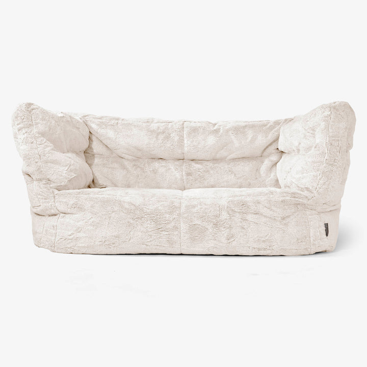 Canapé Pouf Albert 2 places - Fausse Fourrure Lapin Blanc 01