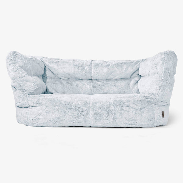 Canapé Pouf Albert 2 places - Fausse Fourrure Lapin Bleu Pastel 01