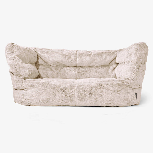 Canapé Pouf Albert 2 places - Fausse Fourrure Lapin Brun Doré 01