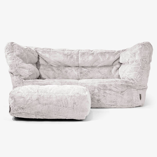 Canapé Pouf Albert 2 places - Fausse Fourrure Lapin Gris clair 02