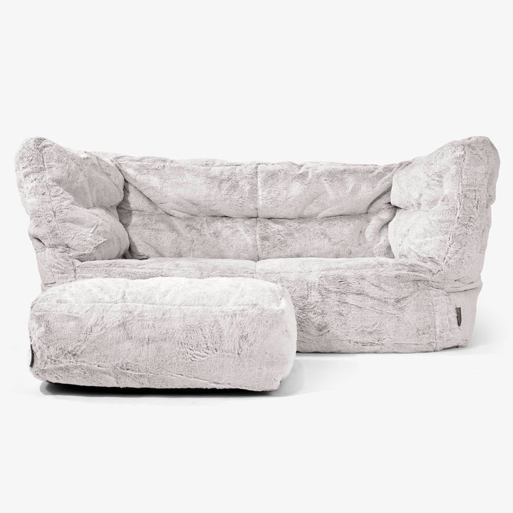 Canapé Pouf Albert 2 places - Fausse Fourrure Lapin Gris clair 02