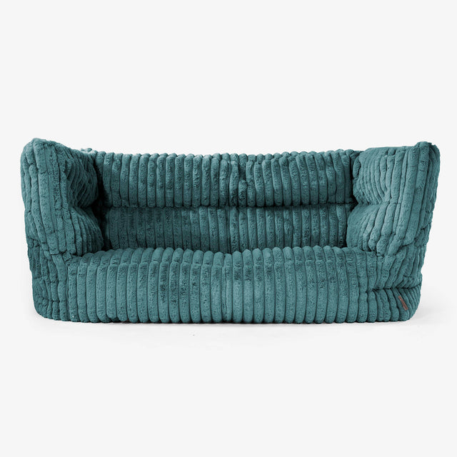 Canapé Pouf Albert 2 places - Velours Côtelé Ultra Pelucheux Bleu Canard 01
