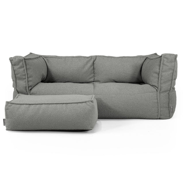 Canapé Pouf Albert 2 places - Bouclé Gris