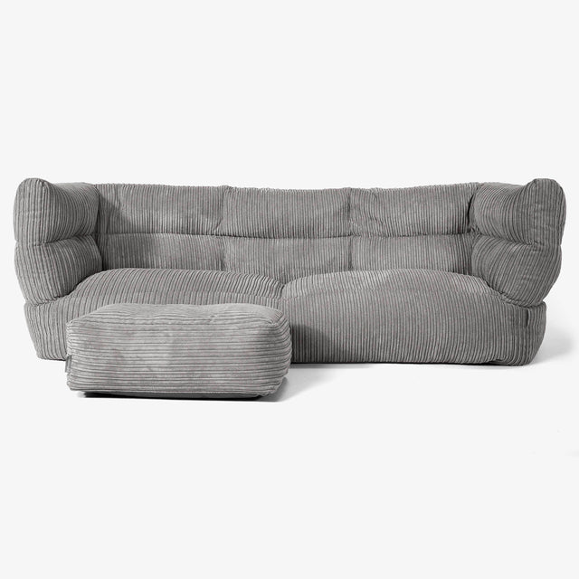 Canapé Pouf Albert 3 places - Côtelé Anthracite 02