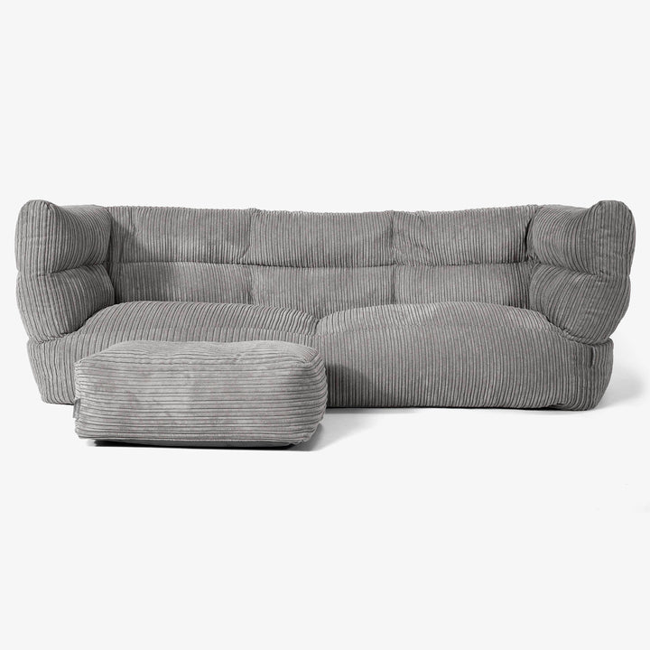 Canapé Pouf Albert 3 places - Côtelé Anthracite 02
