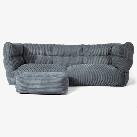 Canapé Pouf Albert 3 places - Côtelé Gris Ardoise 02