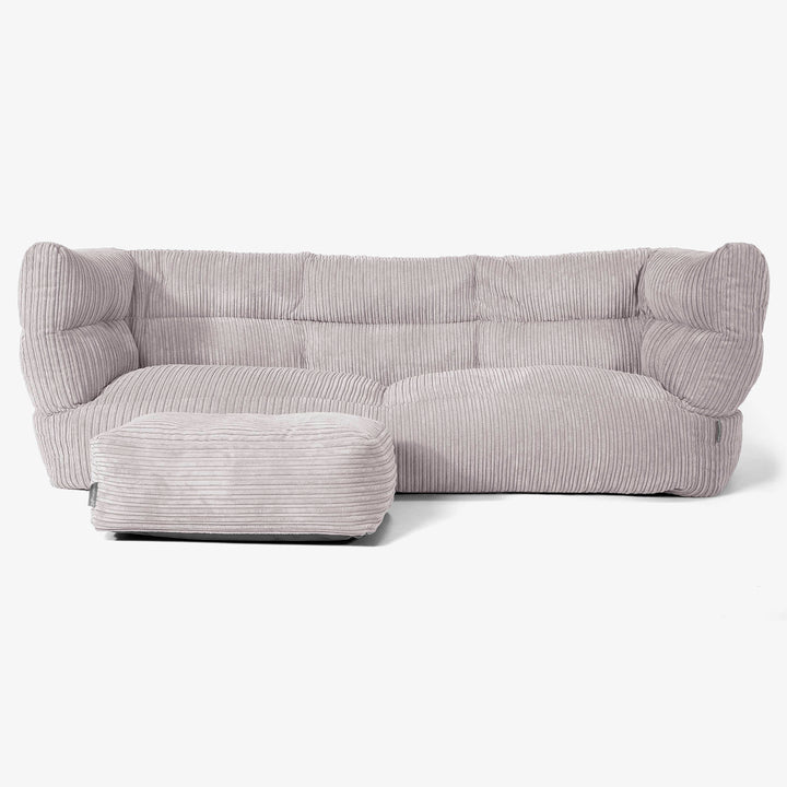 Canapé Pouf Albert 3 places - Côtelé Gris Argent 02