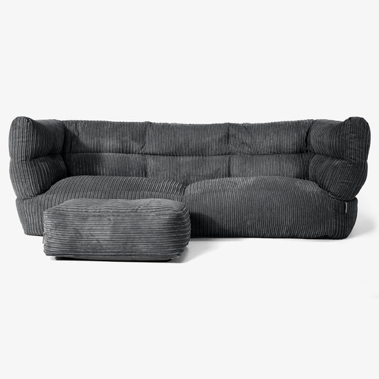 Canapé Pouf Albert 3 places - Côtelé Noir 02