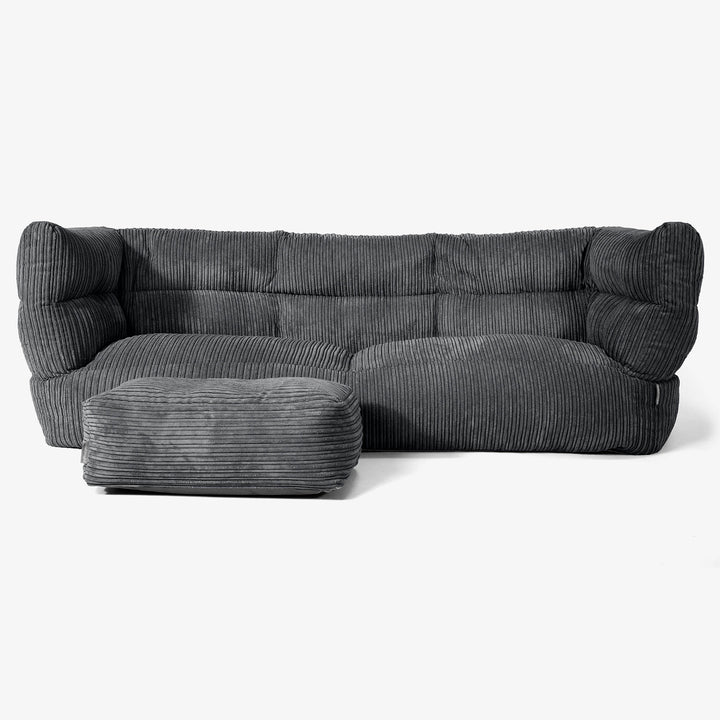 Canapé Pouf Albert 3 places - Côtelé Noir 02