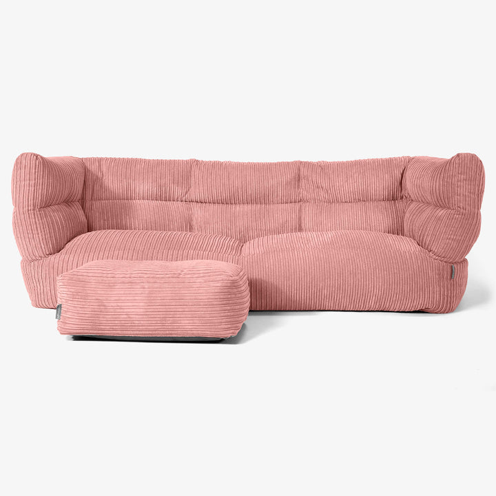 Canapé Pouf Albert 3 places - Côtelé Pêche 02
