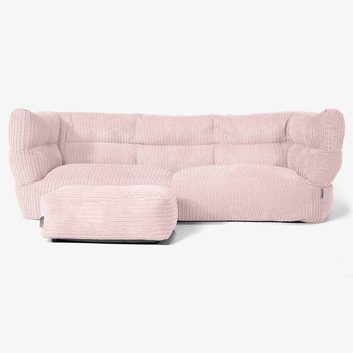Canapé Pouf Albert 3 places - Côtelé Rose 02