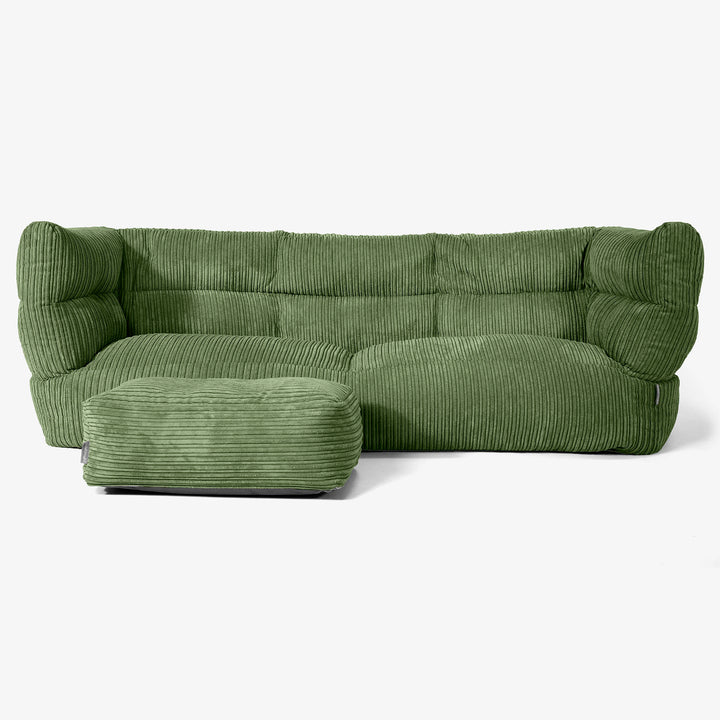 Canapé Pouf Albert 3 places - Côtelé Vert Forêt 02