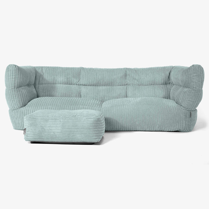 Canapé Pouf Albert 3 places - Côtelé Vert Menthe 02