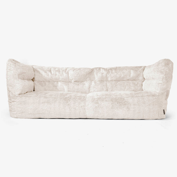 Canapé Pouf Albert 3 places - Fausse Fourrure Lapin Blanc 01