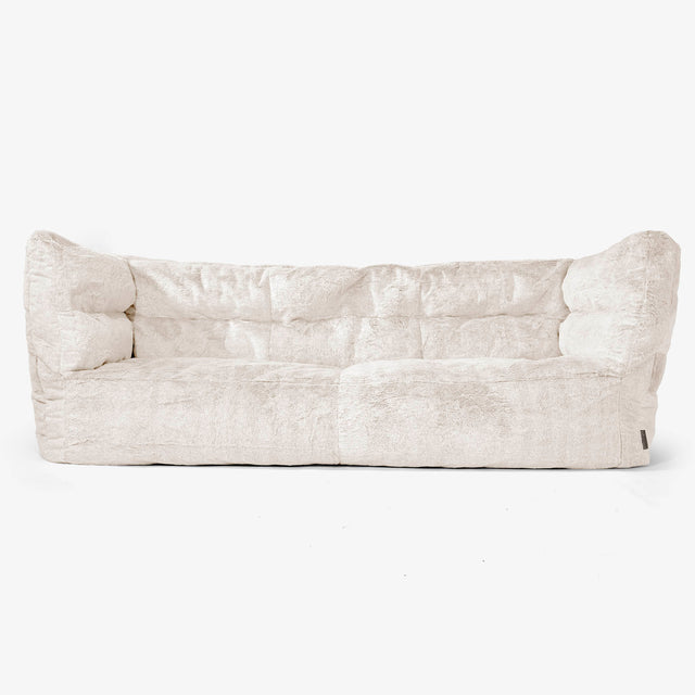 Canapé Pouf Albert 3 places - Fausse Fourrure Lapin Blanc 01