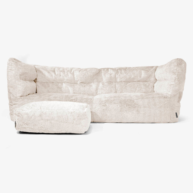 Canapé Pouf Albert 3 places - Fausse Fourrure Lapin Blanc 02