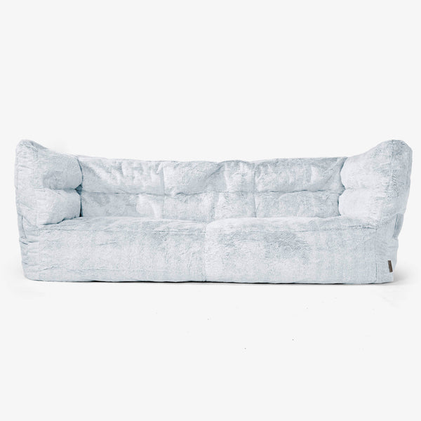Canapé Pouf Albert 3 places 2.0 - Fausse Fourrure Lapin Bleu Pastel