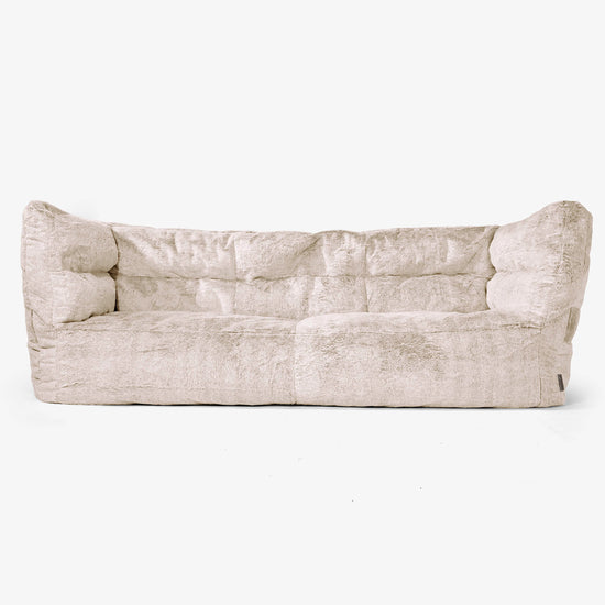 Canapé Pouf Albert 3 places - Fausse Fourrure Lapin Brun Doré 01