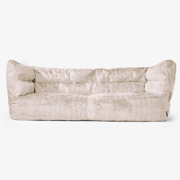 Canapé Pouf Albert 3 places - Fausse Fourrure Lapin Brun Doré 01