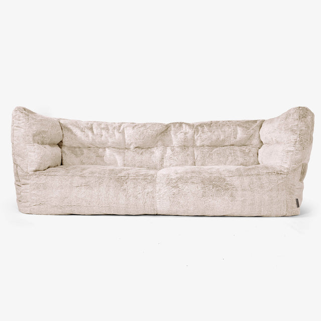 Canapé Pouf Albert 3 places - Fausse Fourrure Lapin Brun Doré 01