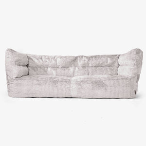 Canapé Pouf Albert 3 places 2.0 - Fausse Fourrure Lapin Gris clair