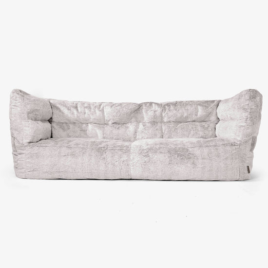 Canapé Pouf Albert 3 places - Fausse Fourrure Lapin Gris clair 01