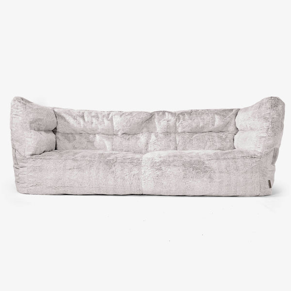 Canapé Pouf Albert 3 places - Fausse Fourrure Lapin Gris clair 01