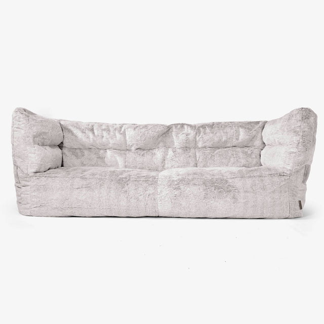 Canapé Pouf Albert 3 places - Fausse Fourrure Lapin Gris clair 01