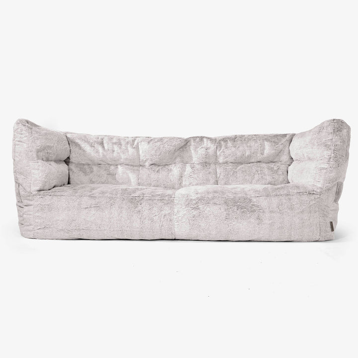 Canapé Pouf Albert 3 places - Fausse Fourrure Lapin Gris clair 01