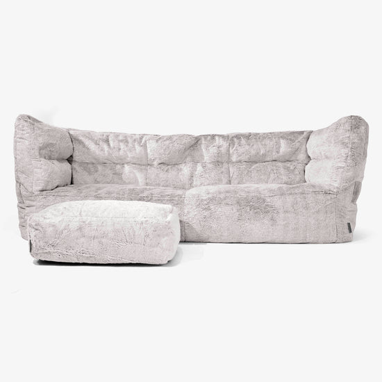 Canapé Pouf Albert 3 places - Fausse Fourrure Lapin Gris clair 02