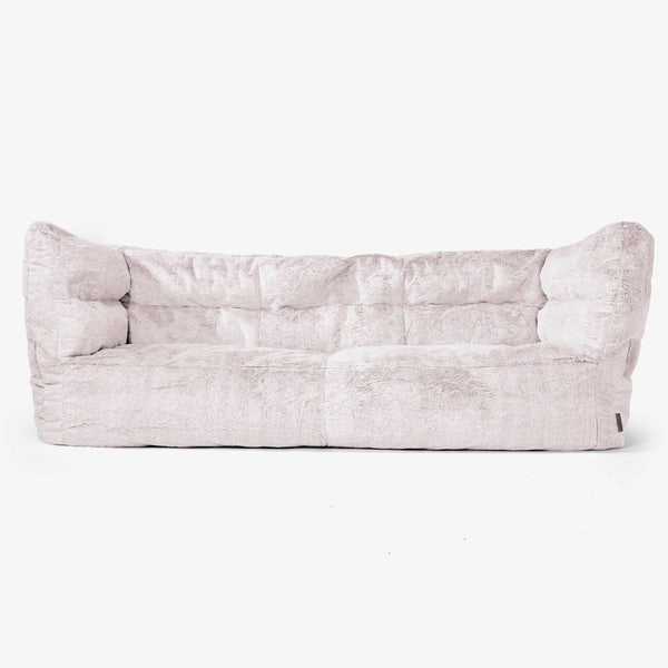 Canapé Pouf Albert 3 places - Fausse Fourrure Lapin Rose Pastel 01