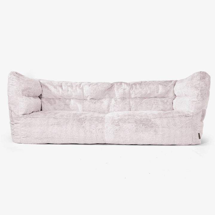 Canapé Pouf Albert 3 places - Fausse Fourrure Lapin Rose Pastel 01