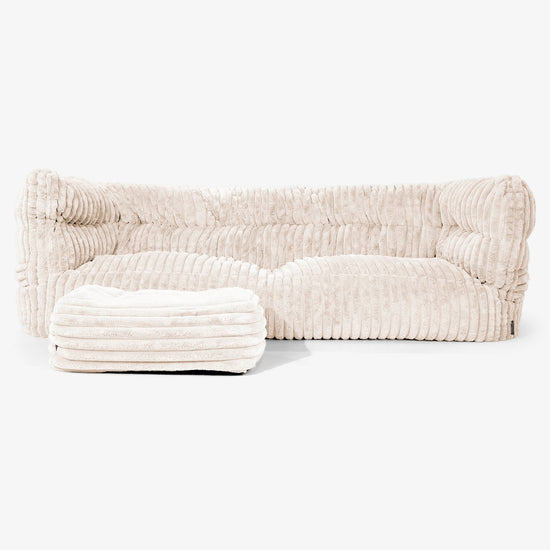 Canapé Pouf Albert 3 places 2.0 - Velours Côtelé Ultra Pelucheux Crème 02