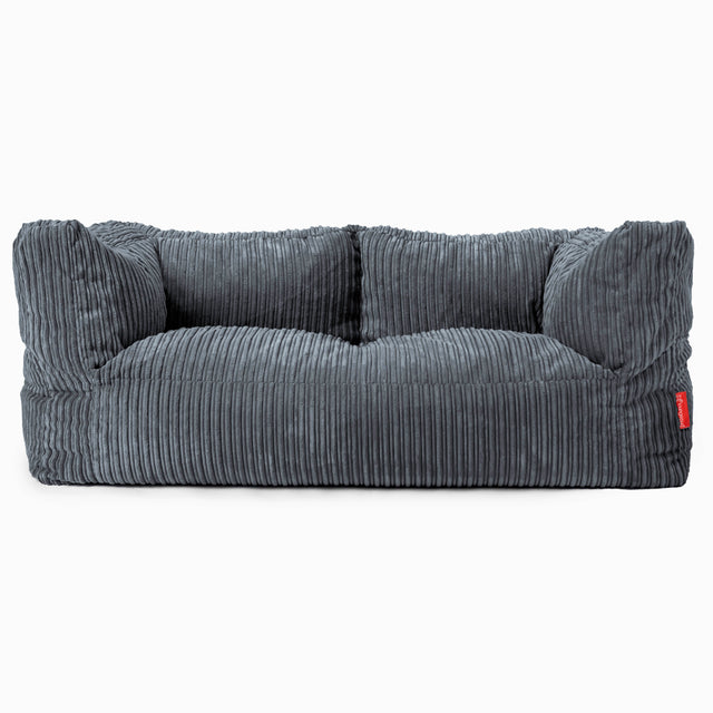 Canapé Pouf Albert 2 places - Côtelé Gris Ardoise 01