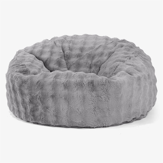 Canapé Pouf Géant Mammouth - Fausse Fourrure à Bulles Gris 01