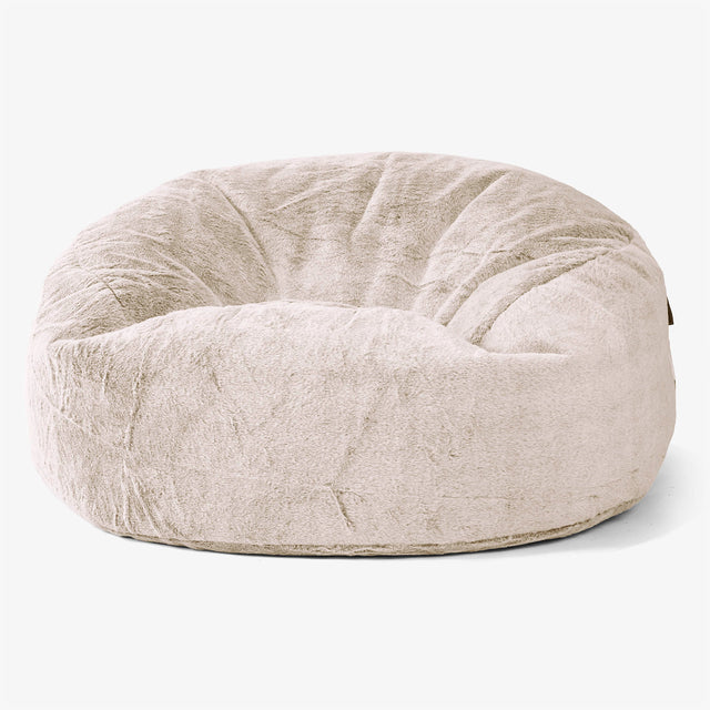 Canapé Pouf Géant Mammouth - Fausse Fourrure Lapin Brun Doré 01