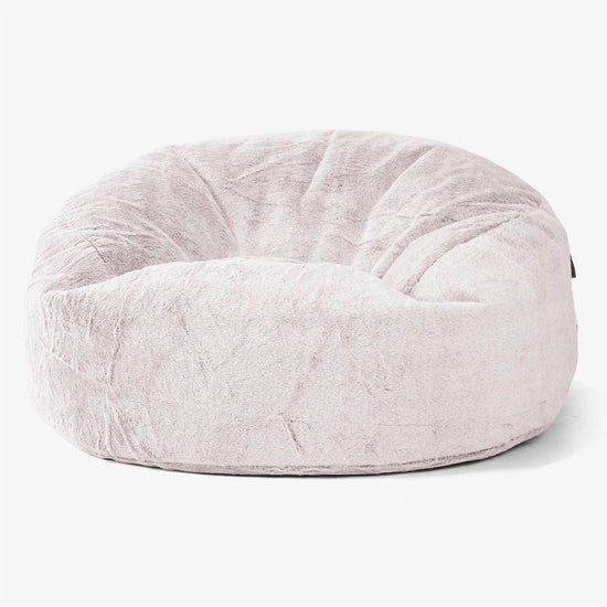 Canapé Pouf Géant Mammouth - Fausse Fourrure Lapin Rose Pastel 01