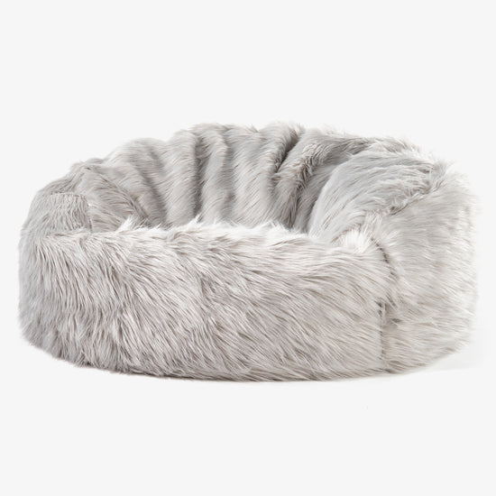 Canapé Pouf Géant Mammouth - Imitation fourrure à poils longs Gris 01