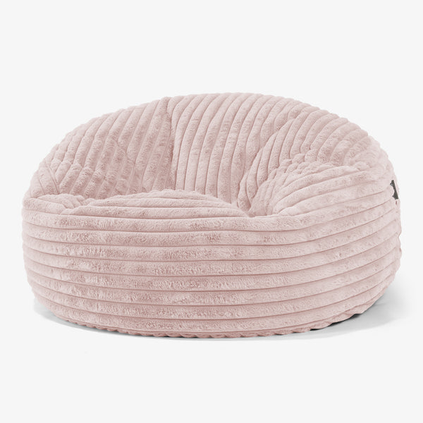 Canapé Pouf Géant Mammouth - Velours Côtelé Ultra Pelucheux Rose Pastel 01
