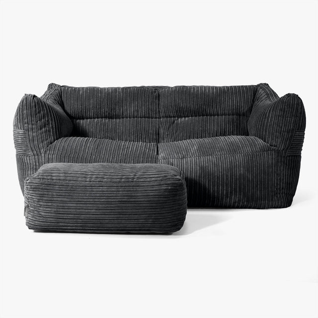 Canapé Pouf Victor - Côtelé Noir 02