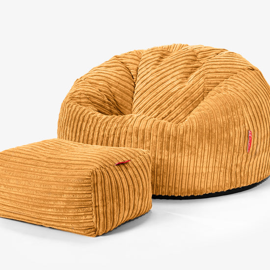 Pouf Poire Classique - Côtelé Miel doré 02