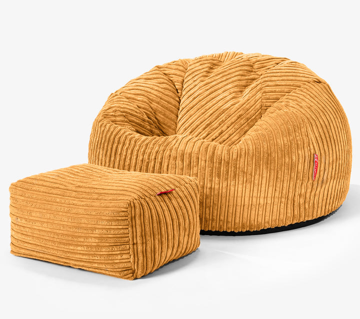 Pouf Poire Classique - Côtelé Miel doré 02
