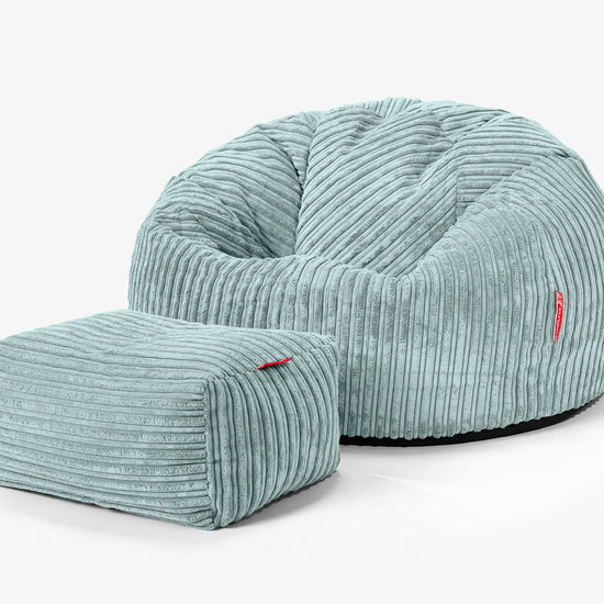 Pouf Poire Classique - Côtelé Vert Menthe 02
