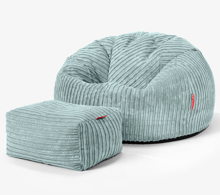 Pouf Poire Classique - Côtelé Vert Menthe 02