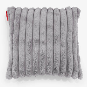 Housse de Coussin 47 x 47cm - Velours Côtelé Ultra Pelucheux Gris