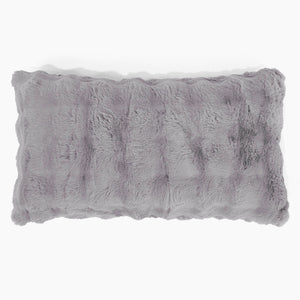 Housse de Coussin Rectangulaire Géant 40 x 70cm - Fausse Fourrure à Bulles Gris