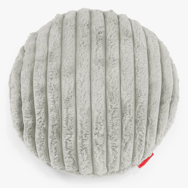 Housse de Coussin Rond 50cm - Velours Côtelé Ultra Pelucheux Vert Sauge 01