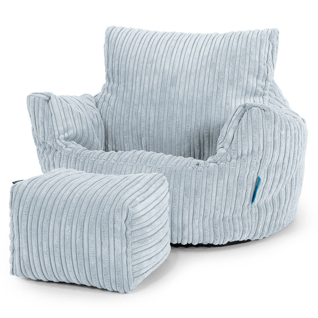 Fauteuil Pouf Bambin 1-3 ans - Côtelé Bébé Bleu 02