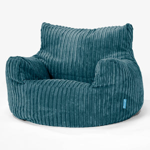 Fauteuil Pouf Enfant 3-8 ans - Côtelé Bleu Canard