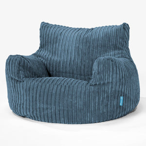 Fauteuil Pouf Enfant 3-8 ans - Côtelé Bleu Marine